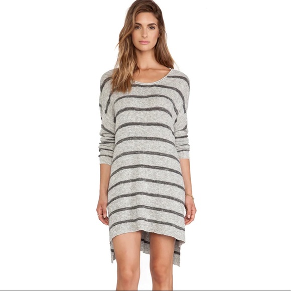 Free People High/Low Tunic Striped Grey - Picture 1 of 9